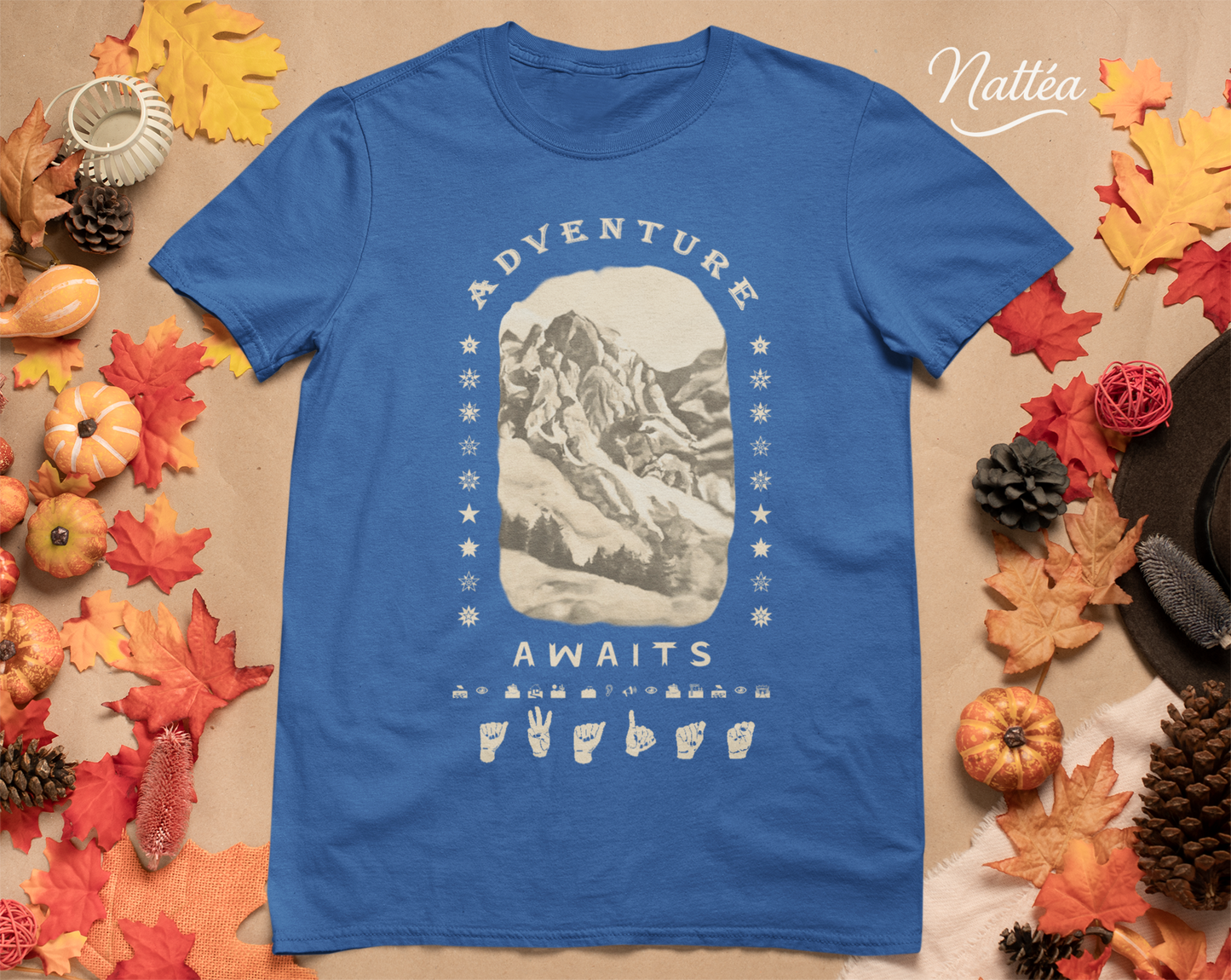 Adventure Awaits T-Shirt – ASL Vintage Mountain Scene from Oil Painting