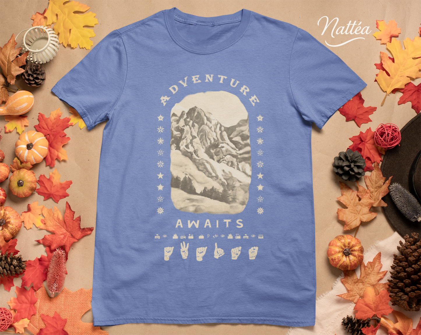 Adventure Awaits T-Shirt – ASL Vintage Mountain Scene from Oil Painting