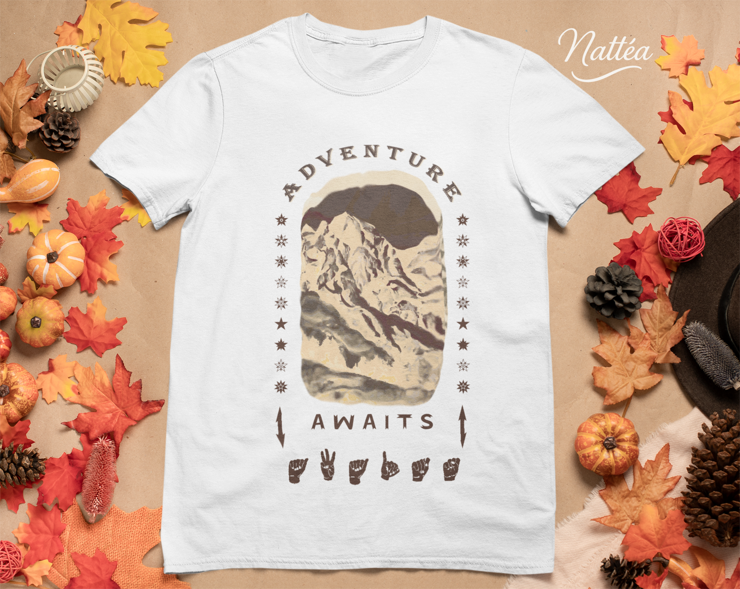 Adventure Awaits T-Shirt – ASL  Dark Vintage Mountain Scene from Oil Painting