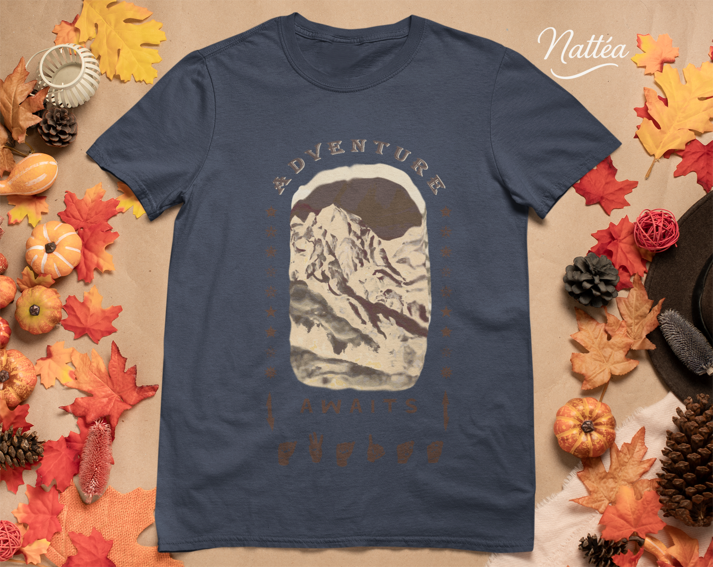 Adventure Awaits T-Shirt – ASL  Dark Vintage Mountain Scene from Oil Painting