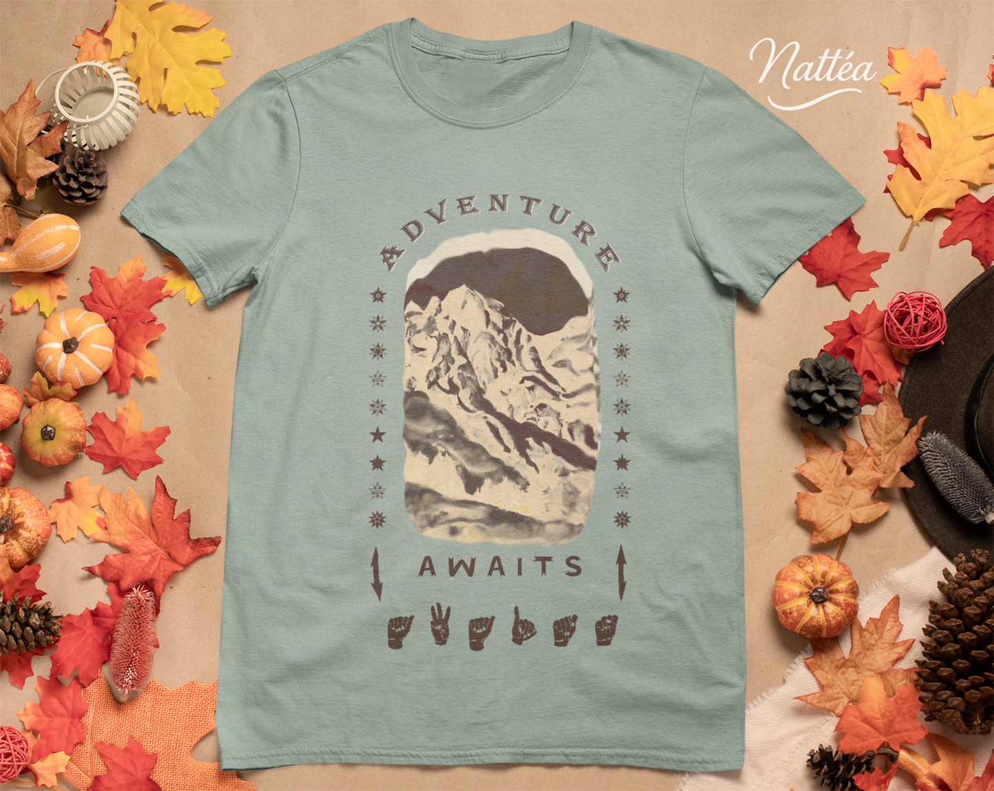 Adventure Awaits T-Shirt – ASL  Dark Vintage Mountain Scene from Oil Painting