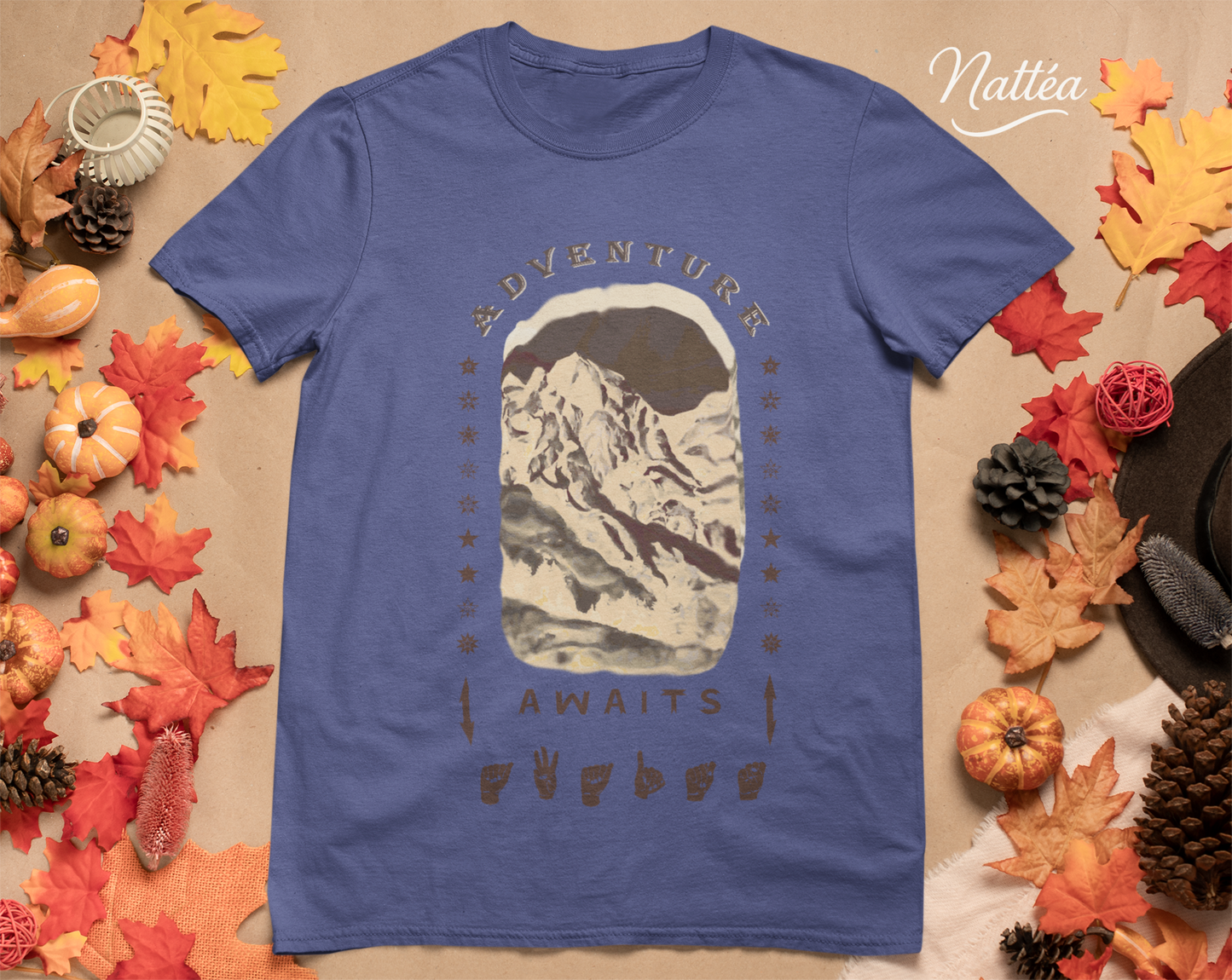 Adventure Awaits T-Shirt – ASL  Dark Vintage Mountain Scene from Oil Painting