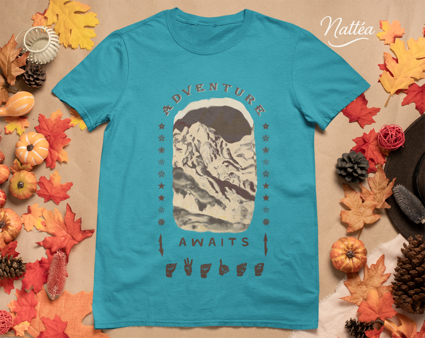 Adventure Awaits T-Shirt – ASL  Dark Vintage Mountain Scene from Oil Painting