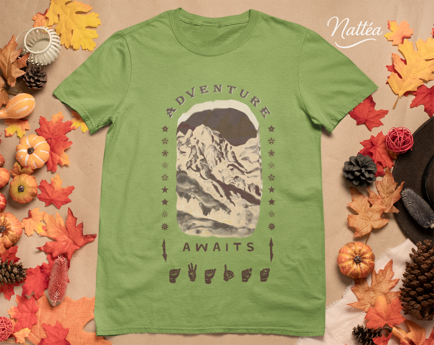 Adventure Awaits T-Shirt – ASL  Dark Vintage Mountain Scene from Oil Painting