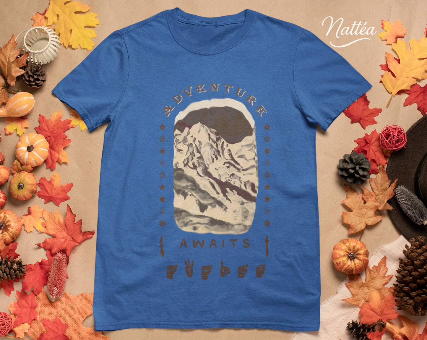 Adventure Awaits T-Shirt – ASL  Dark Vintage Mountain Scene from Oil Painting