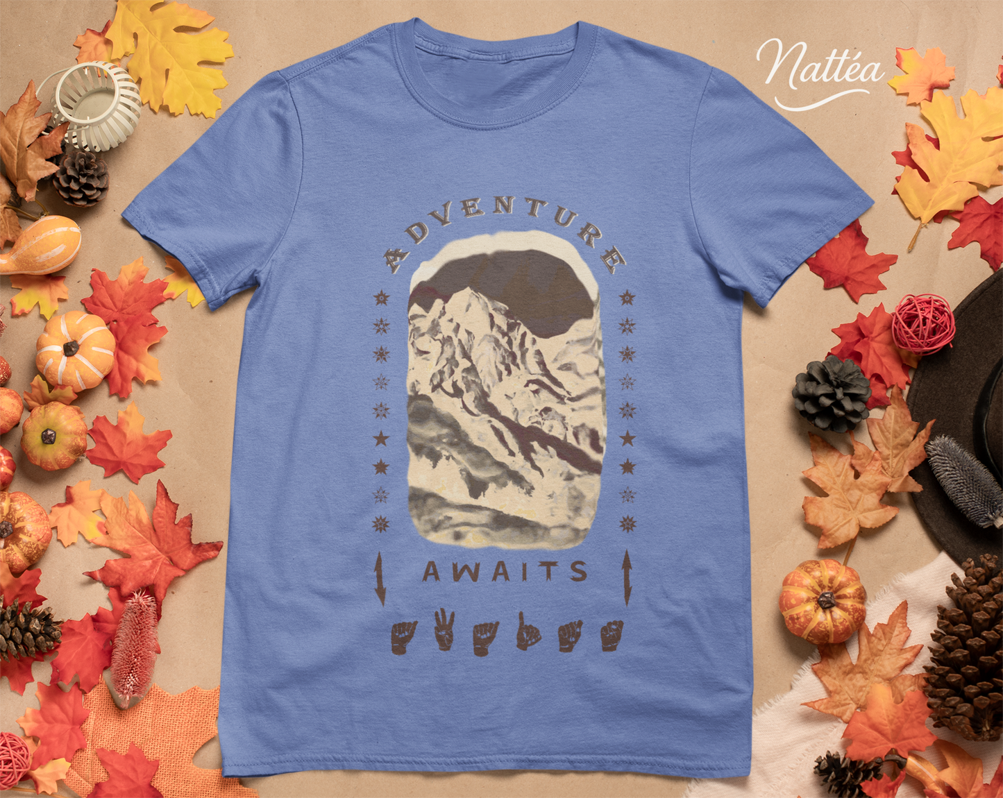 Adventure Awaits T-Shirt – ASL  Dark Vintage Mountain Scene from Oil Painting