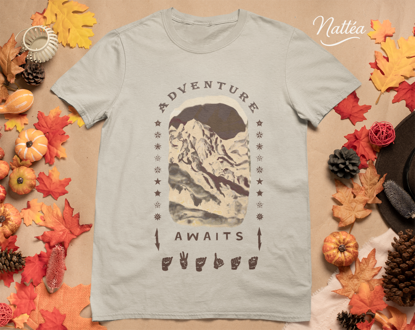 Adventure Awaits T-Shirt – ASL  Dark Vintage Mountain Scene from Oil Painting