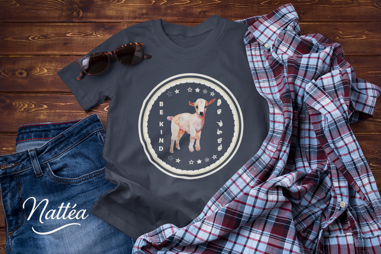 Be Kind ASL T-Shirt – Cute Lamb Design from Original Art
