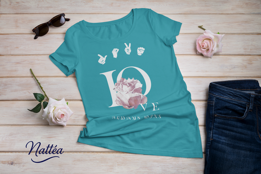 ASL Love always wins  Rose Art Tee – Inspired by Original Oil Painting