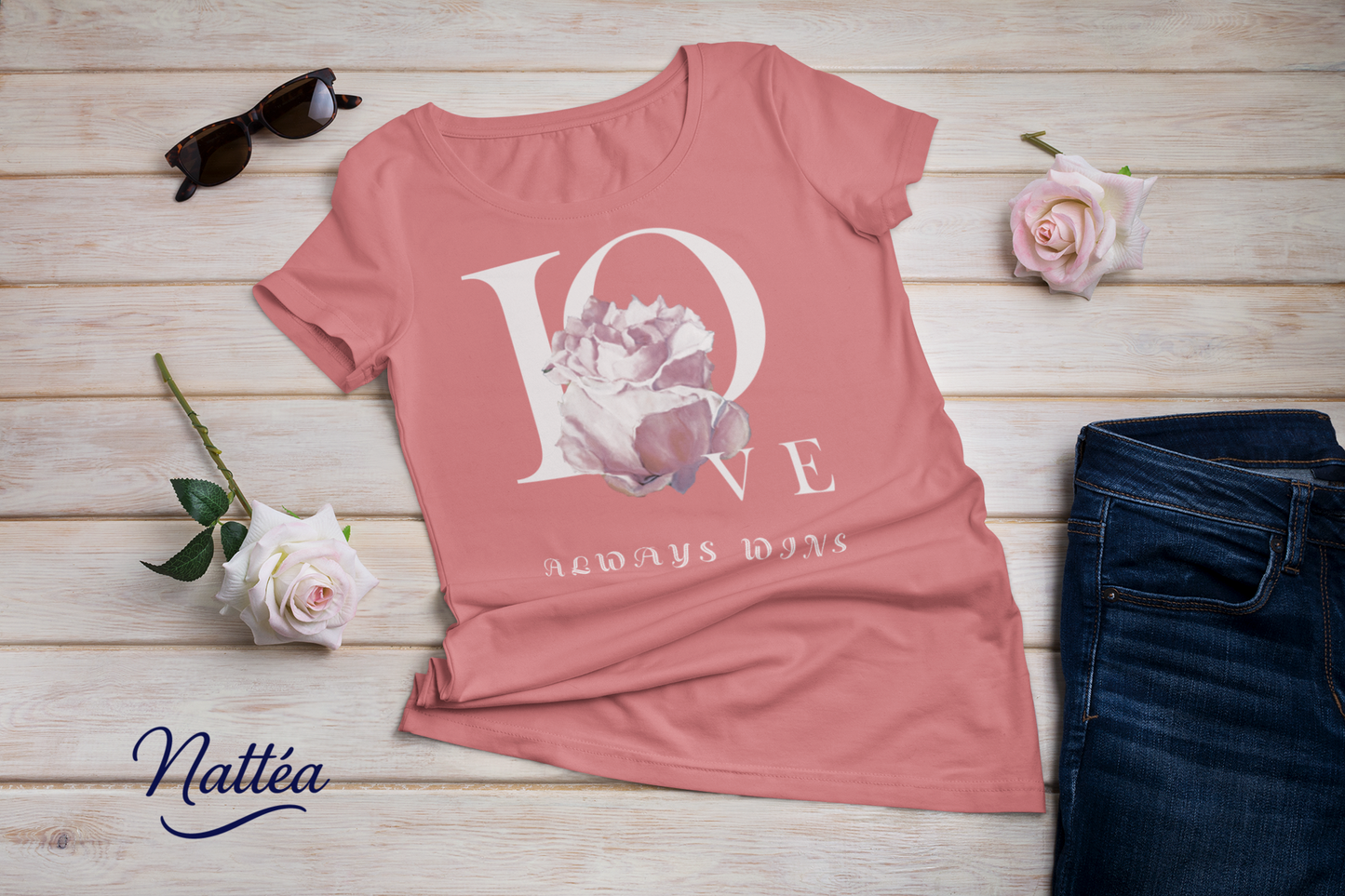 Love always wins Rose Art Tee – Inspired by Original Oil Painting