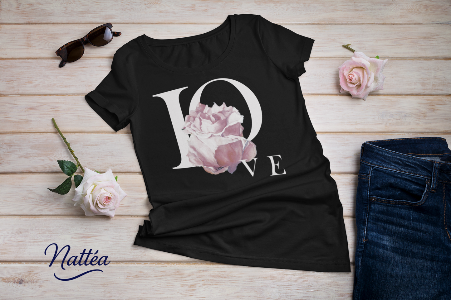 Love and Rose Art T-Shirt – Inspired by Original Oil Painting