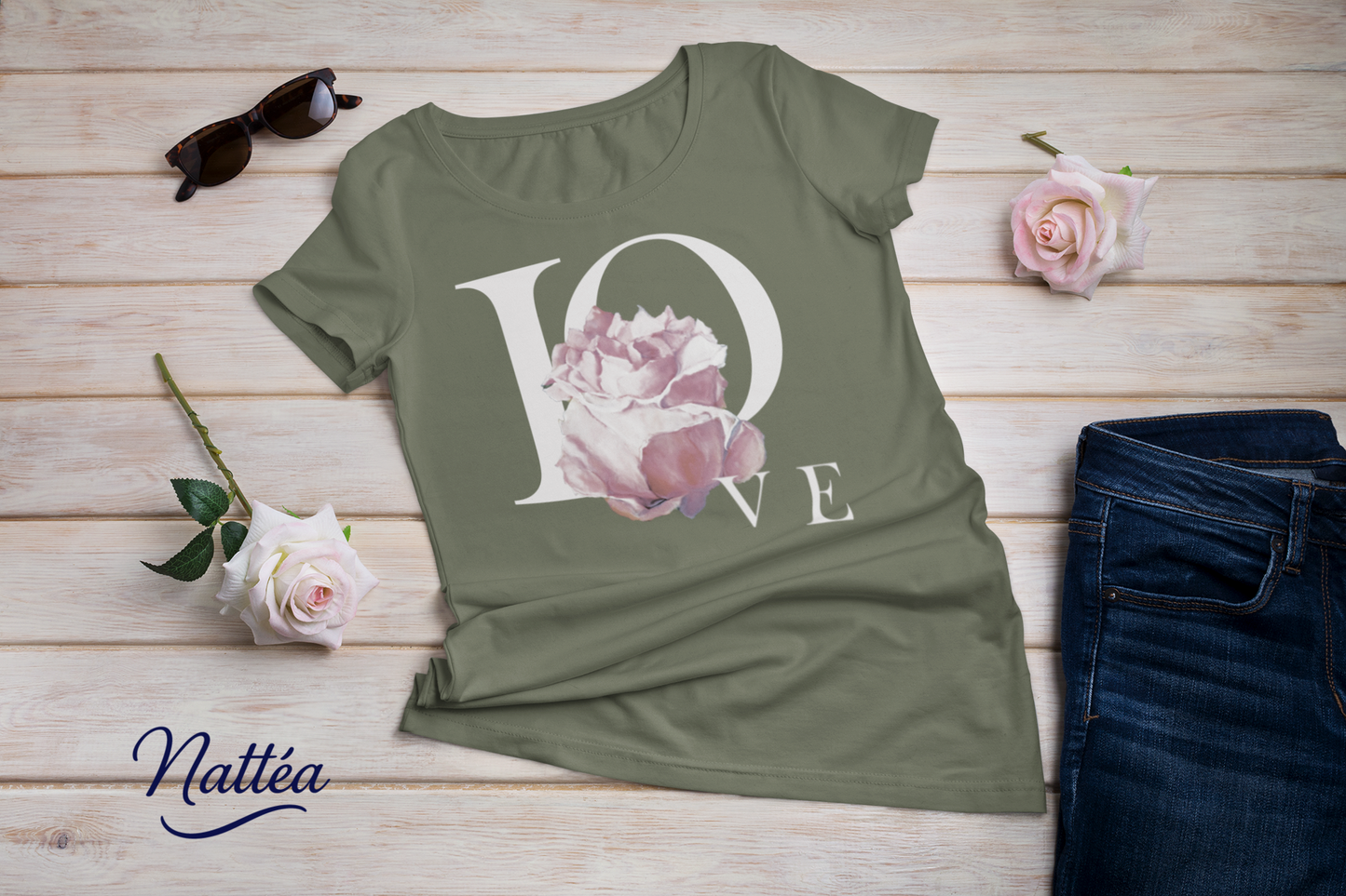 Love and Rose Art T-Shirt – Inspired by Original Oil Painting