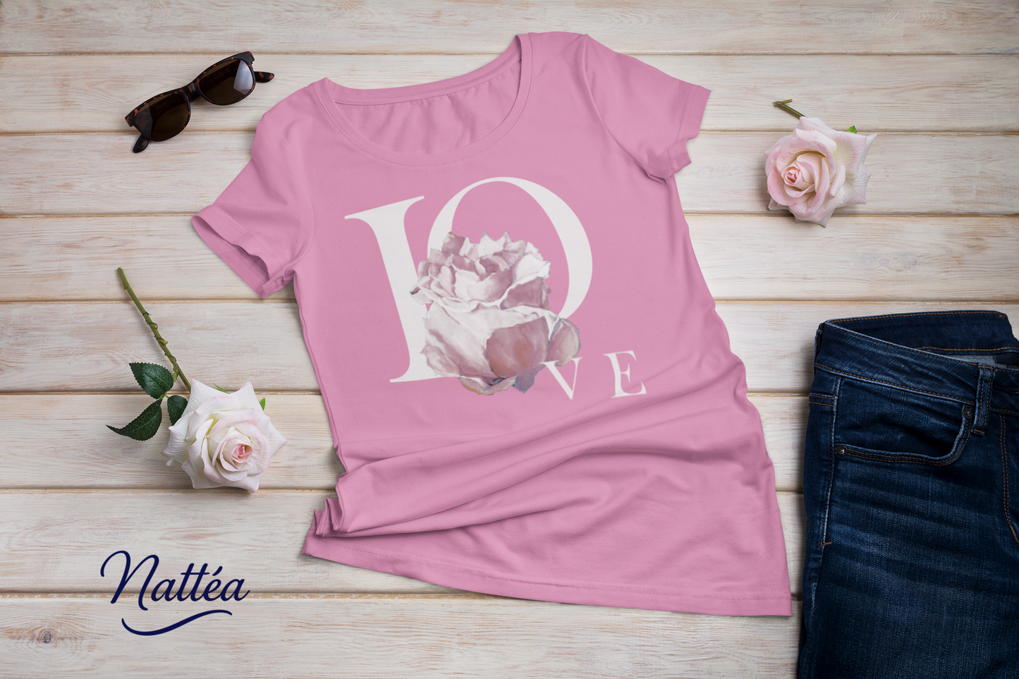 Love and Rose Art T-Shirt – Inspired by Original Oil Painting