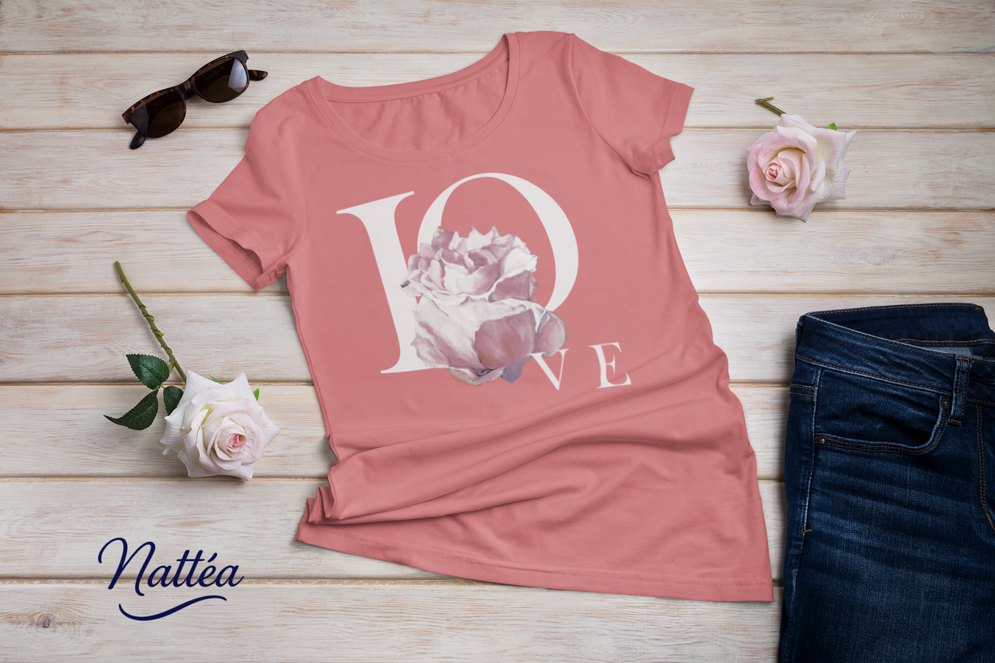 Love and Rose Art T-Shirt – Inspired by Original Oil Painting