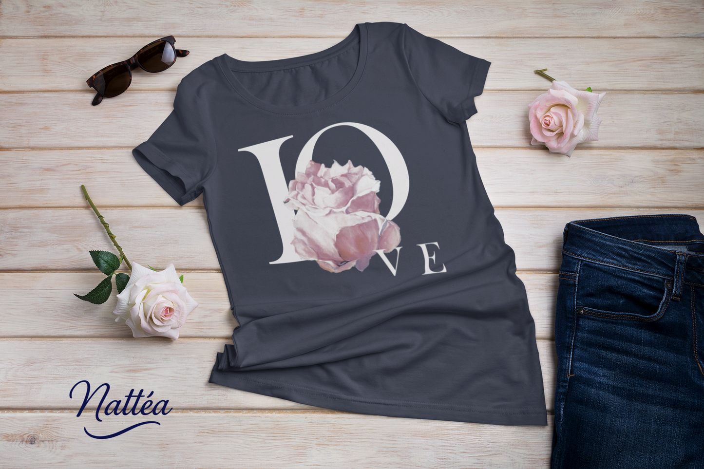 Love and Rose Art T-Shirt – Inspired by Original Oil Painting