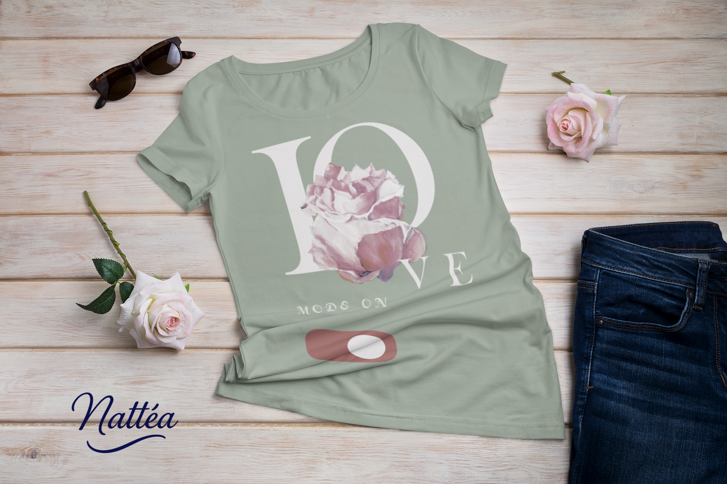 Love Mode On T-Shirt – Artistic Rose Design from Original Painting