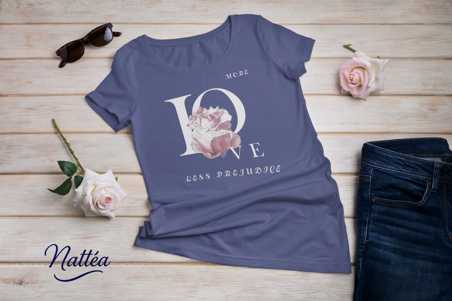 More Love less prejudice  Rose Art T-Shirt – Inspired by Original Oil Painting
