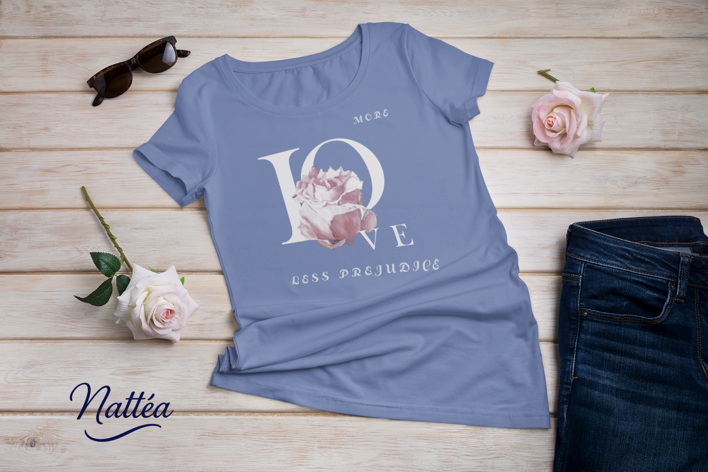 More Love less prejudice  Rose Art T-Shirt – Inspired by Original Oil Painting