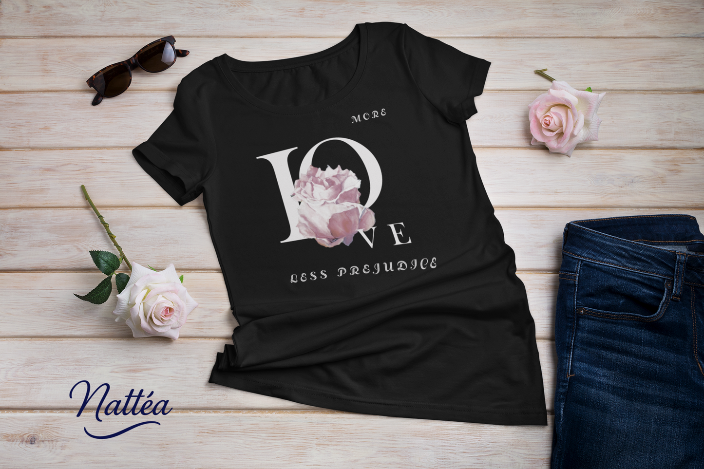 More Love less prejudice  Rose Art T-Shirt – Inspired by Original Oil Painting