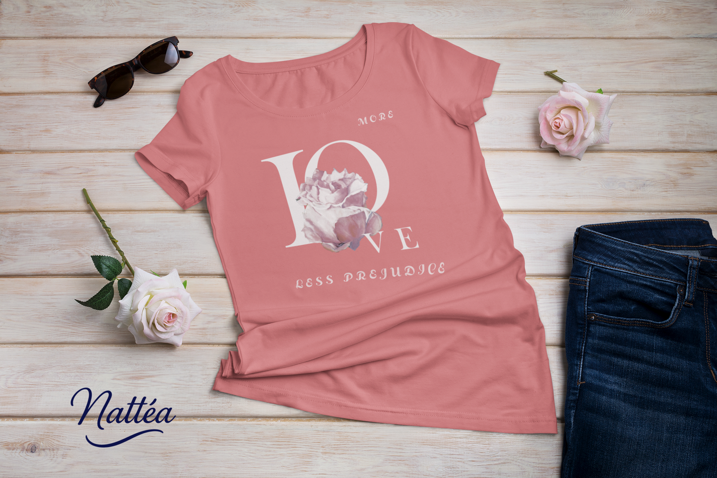 More Love less prejudice  Rose Art T-Shirt – Inspired by Original Oil Painting
