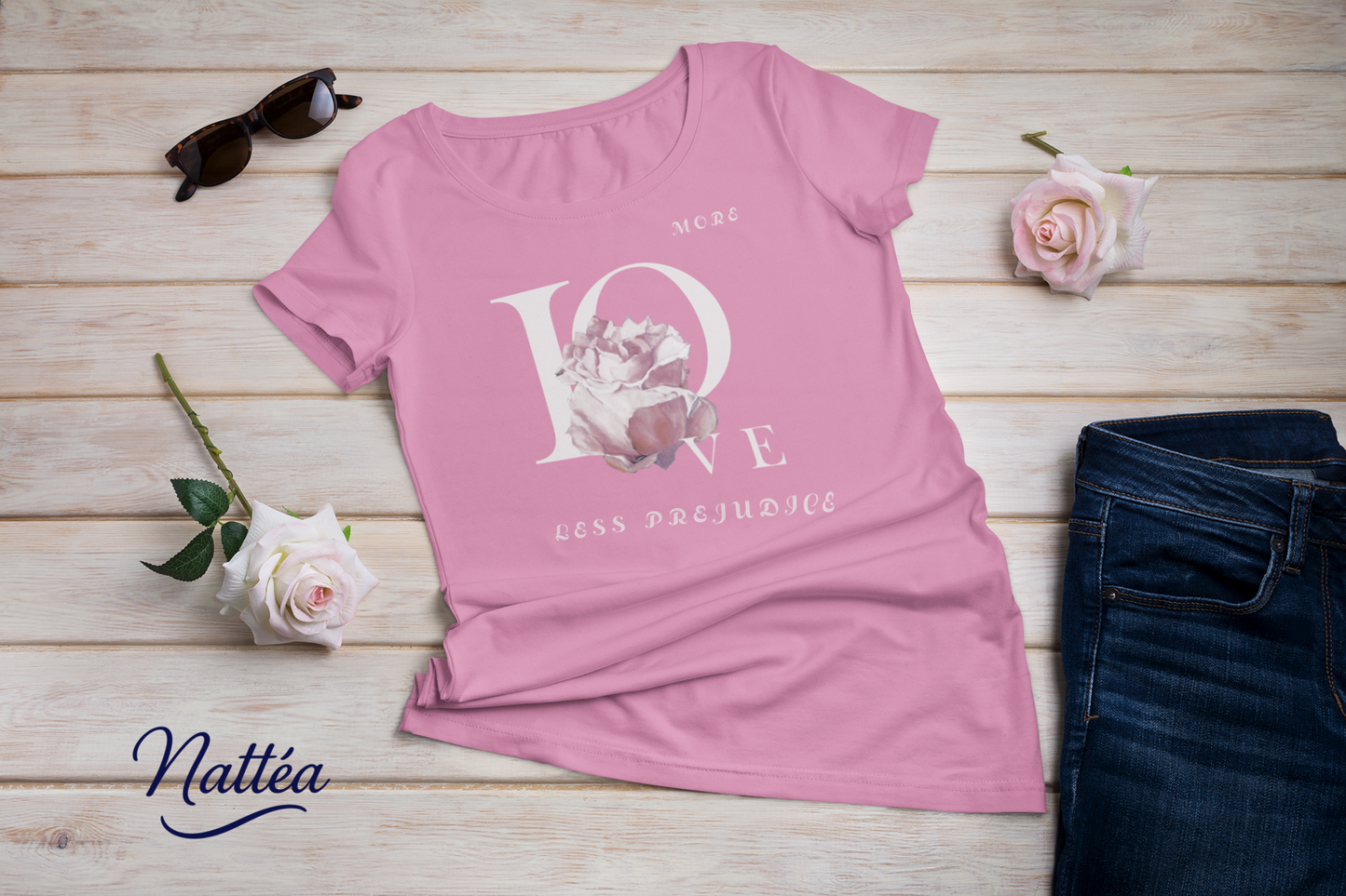 More Love less prejudice  Rose Art T-Shirt – Inspired by Original Oil Painting