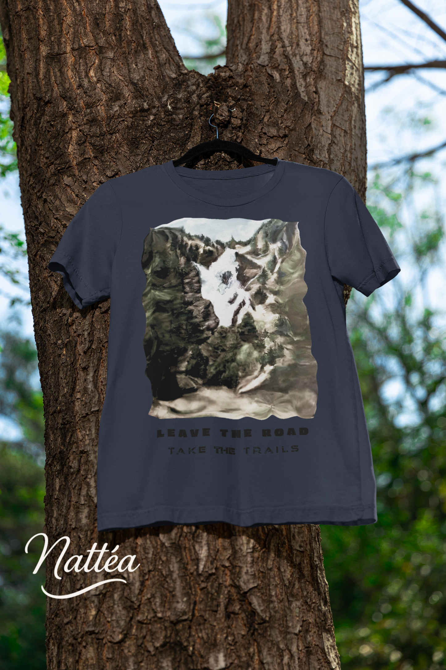 Leave the road take the trails T-Shirt – Nature Lover’s Tee Inspired by Original Landscape Art