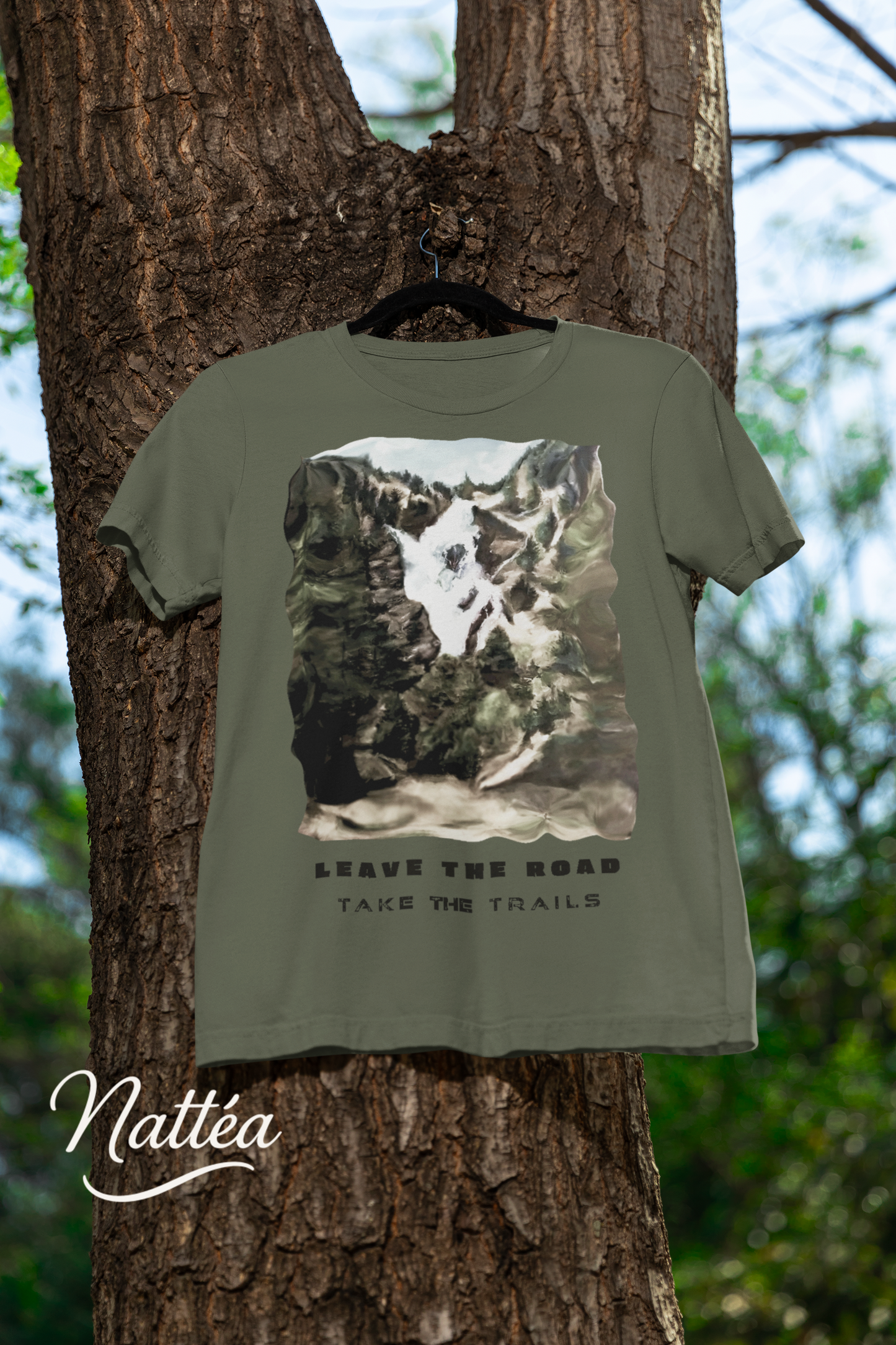 Leave the road take the trails T-Shirt – Nature Lover’s Tee Inspired by Original Landscape Art