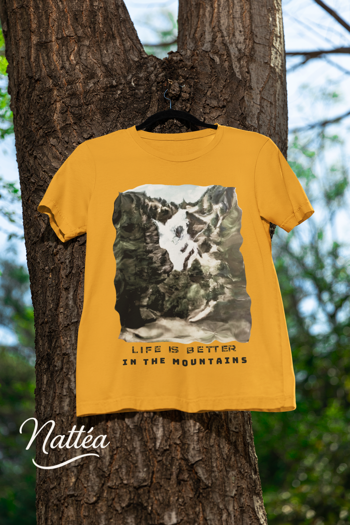 Life is better in the Mountains T-Shirt – Nature Lover’s Tee Inspired by Original Landscape Art