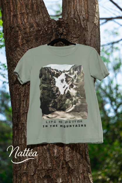 Life is better in the Mountains T-Shirt – Nature Lover’s Tee Inspired by Original Landscape Art