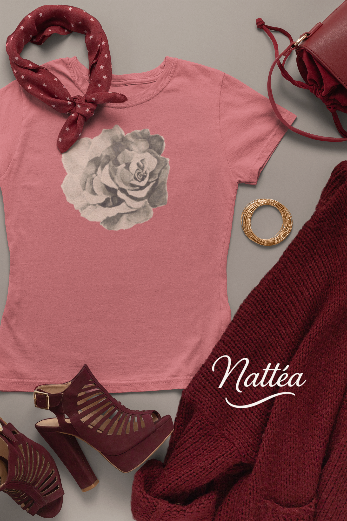 Red Rose T-Shirt – Romantic Floral Art from Original Painting