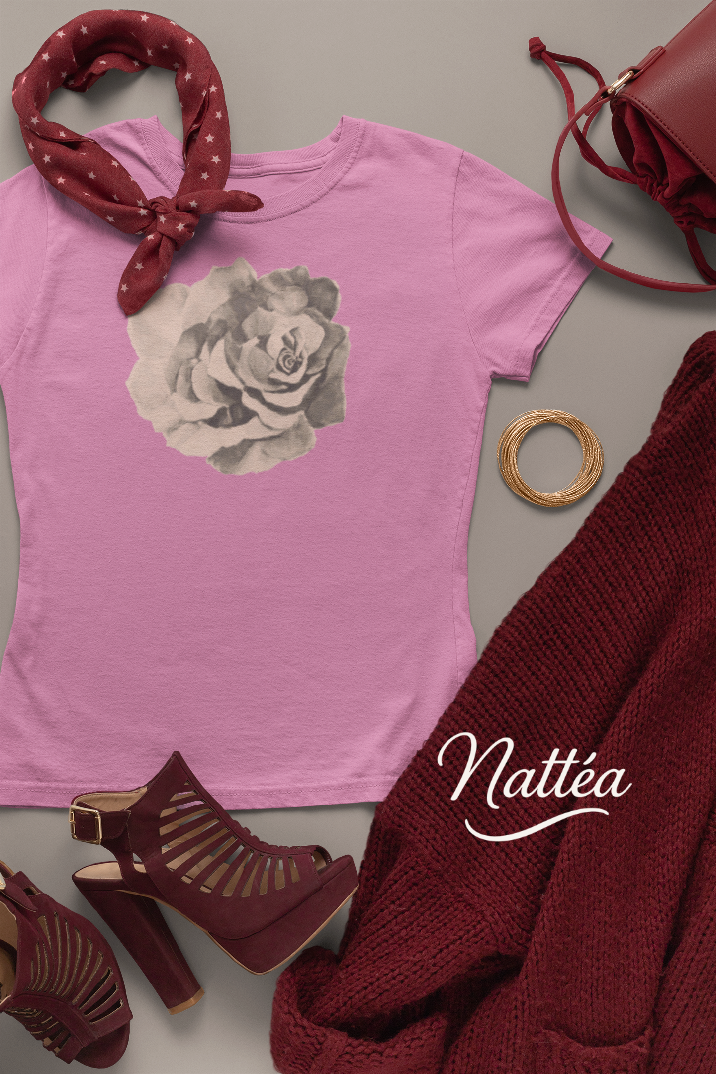 Red Rose T-Shirt – Romantic Floral Art from Original Painting
