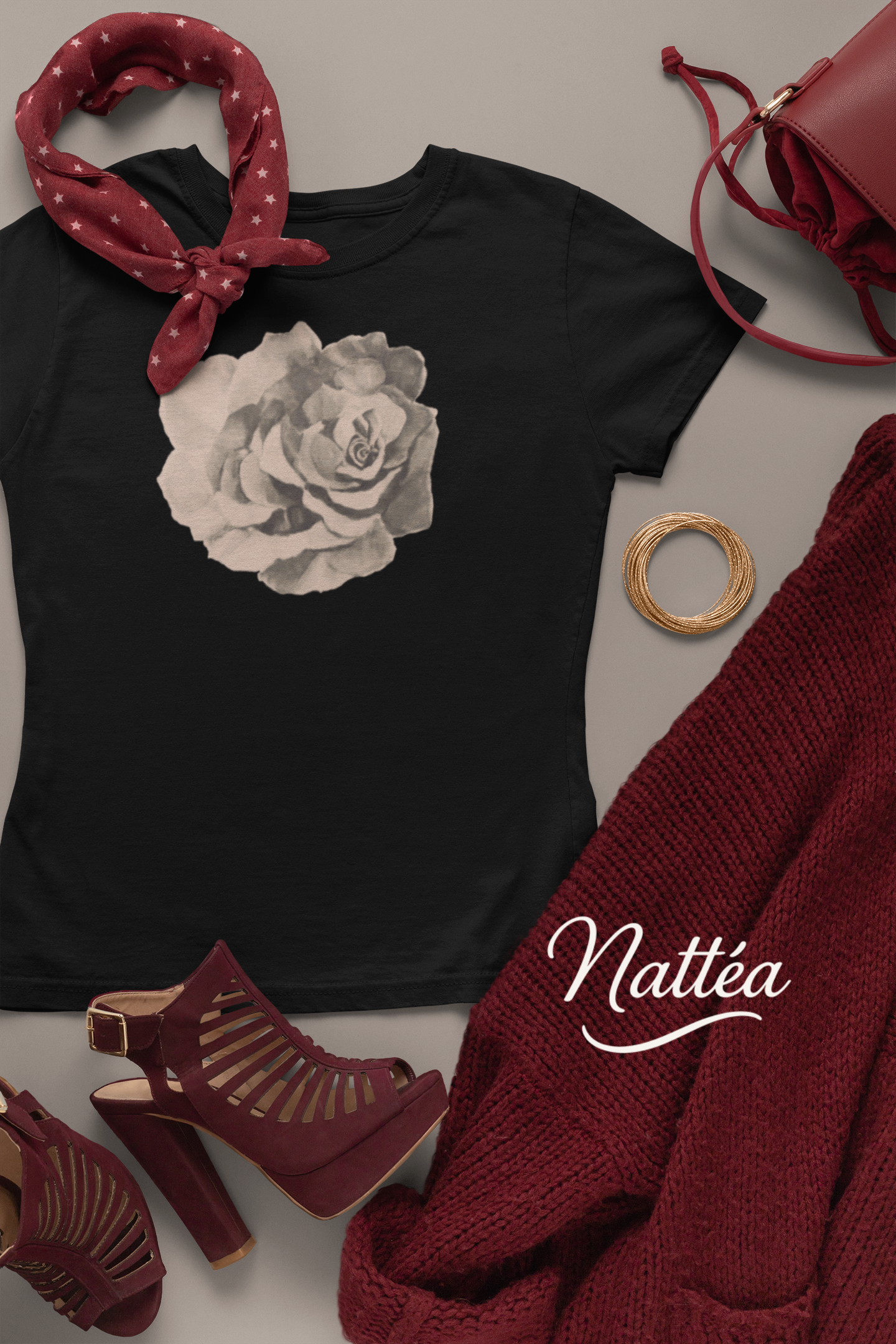 Red Rose T-Shirt – Romantic Floral Art from Original Painting