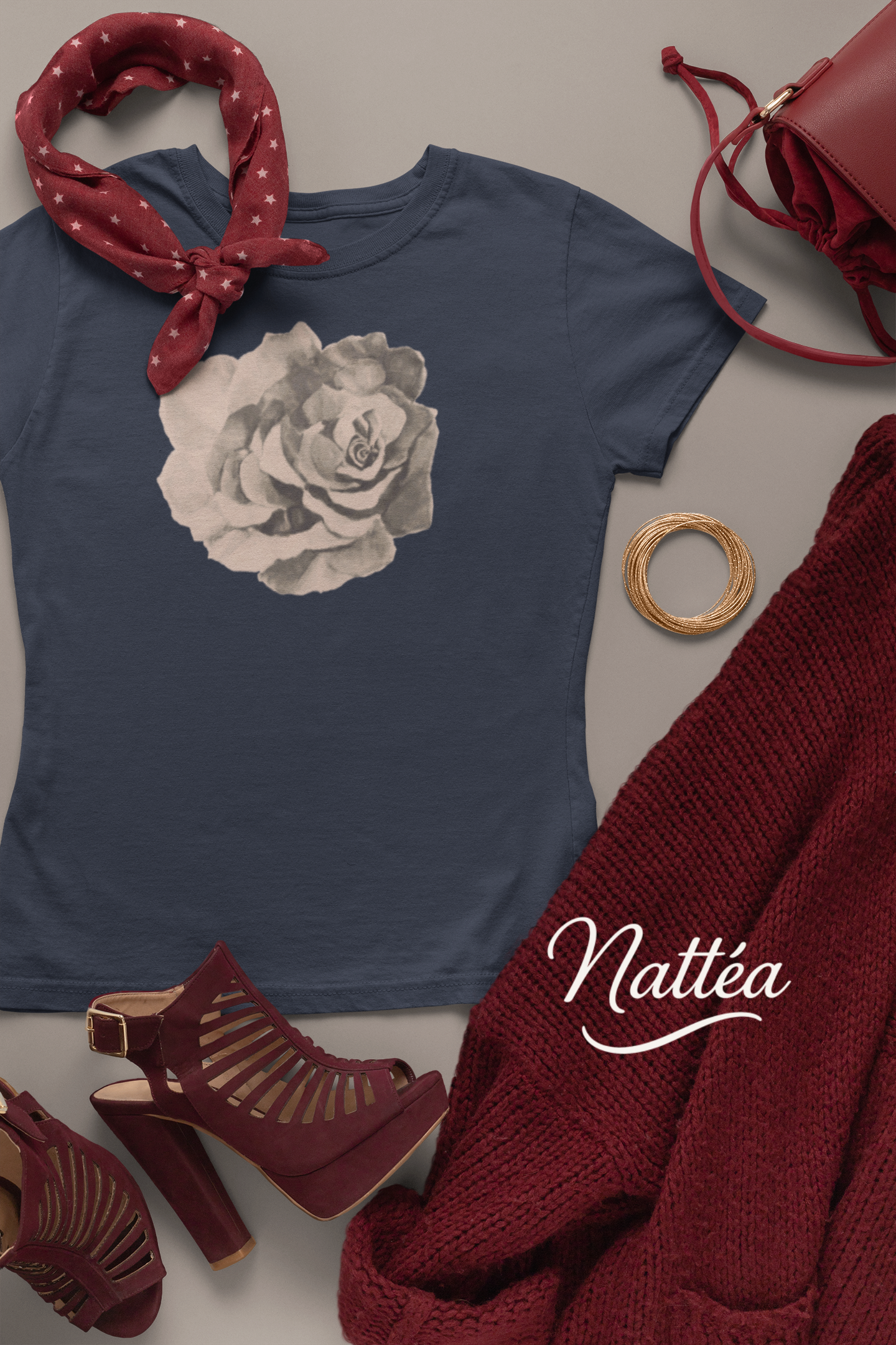 Red Rose T-Shirt – Romantic Floral Art from Original Painting