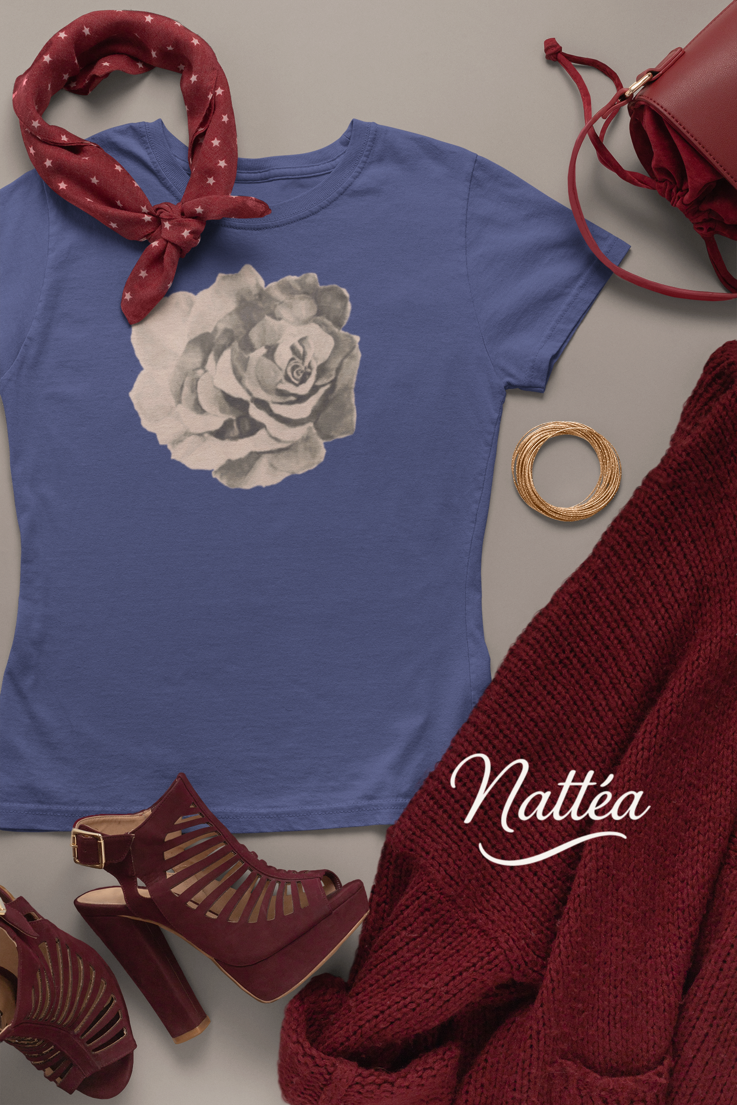 Red Rose T-Shirt – Romantic Floral Art from Original Painting