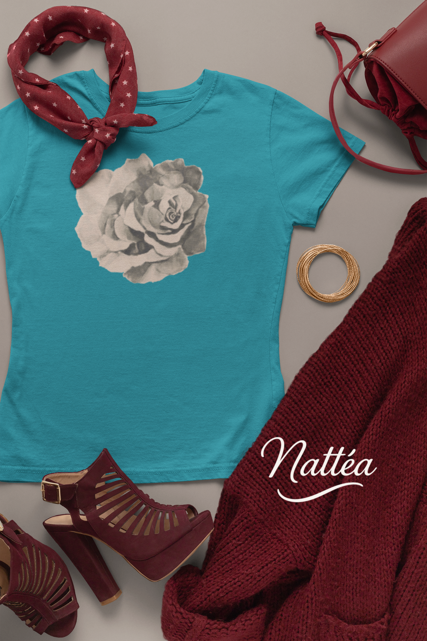 Red Rose T-Shirt – Romantic Floral Art from Original Painting