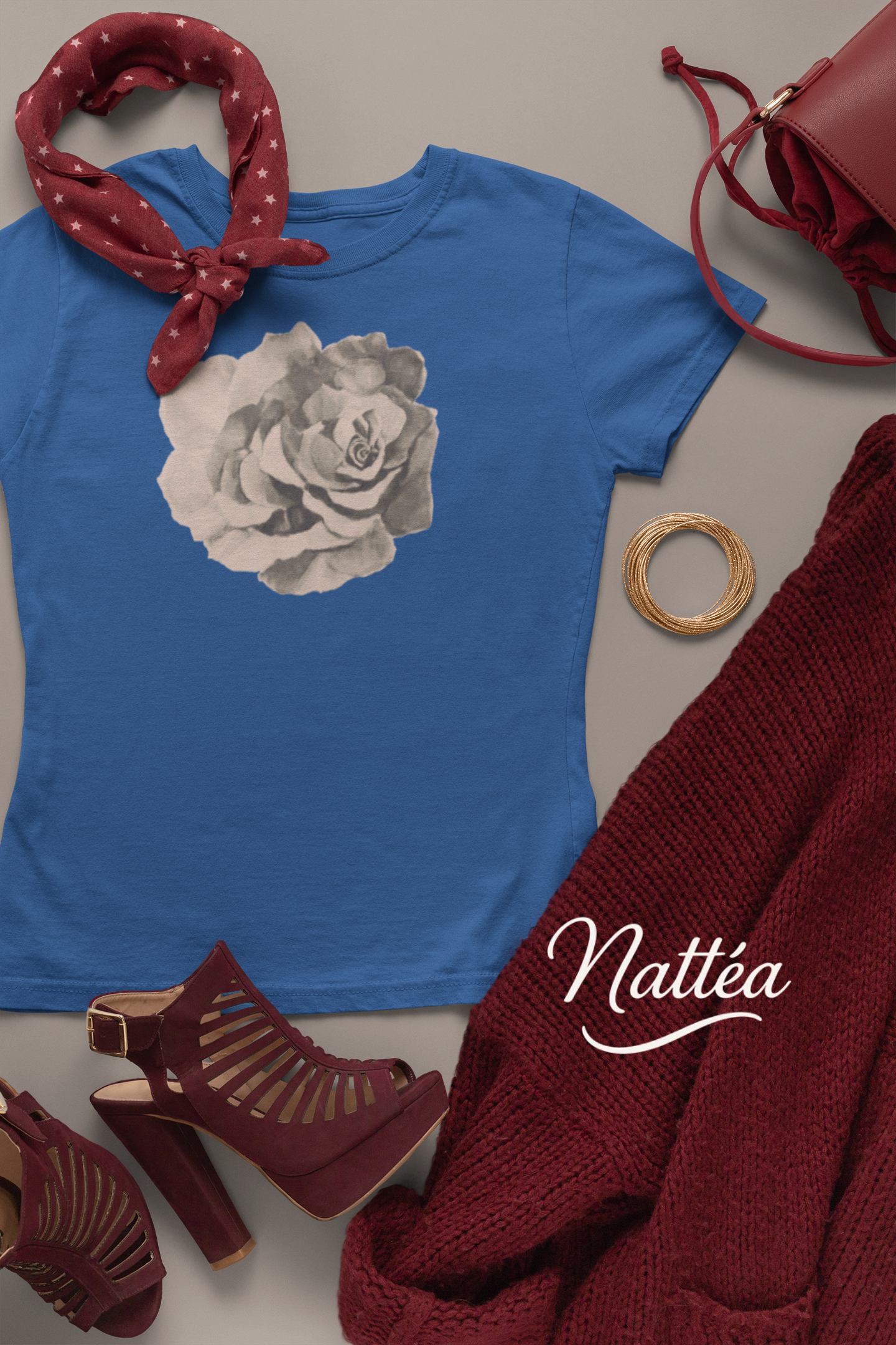 Red Rose T-Shirt – Romantic Floral Art from Original Painting