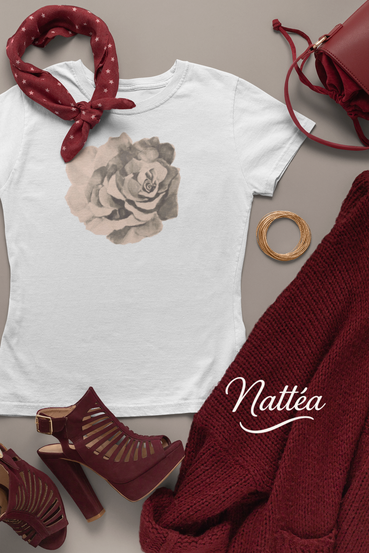 Red Rose T-Shirt – Romantic Floral Art from Original Painting