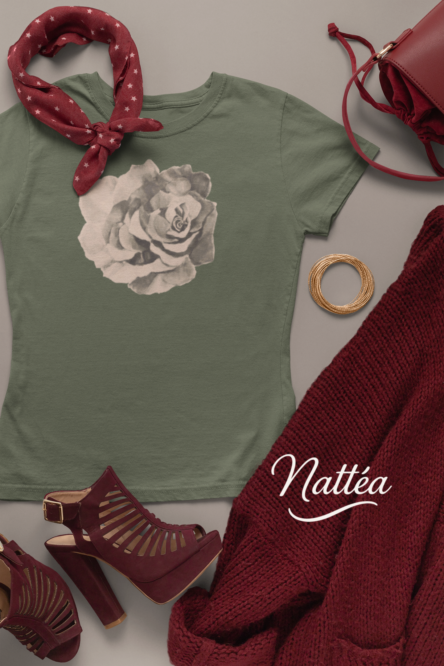 Red Rose T-Shirt – Romantic Floral Art from Original Painting