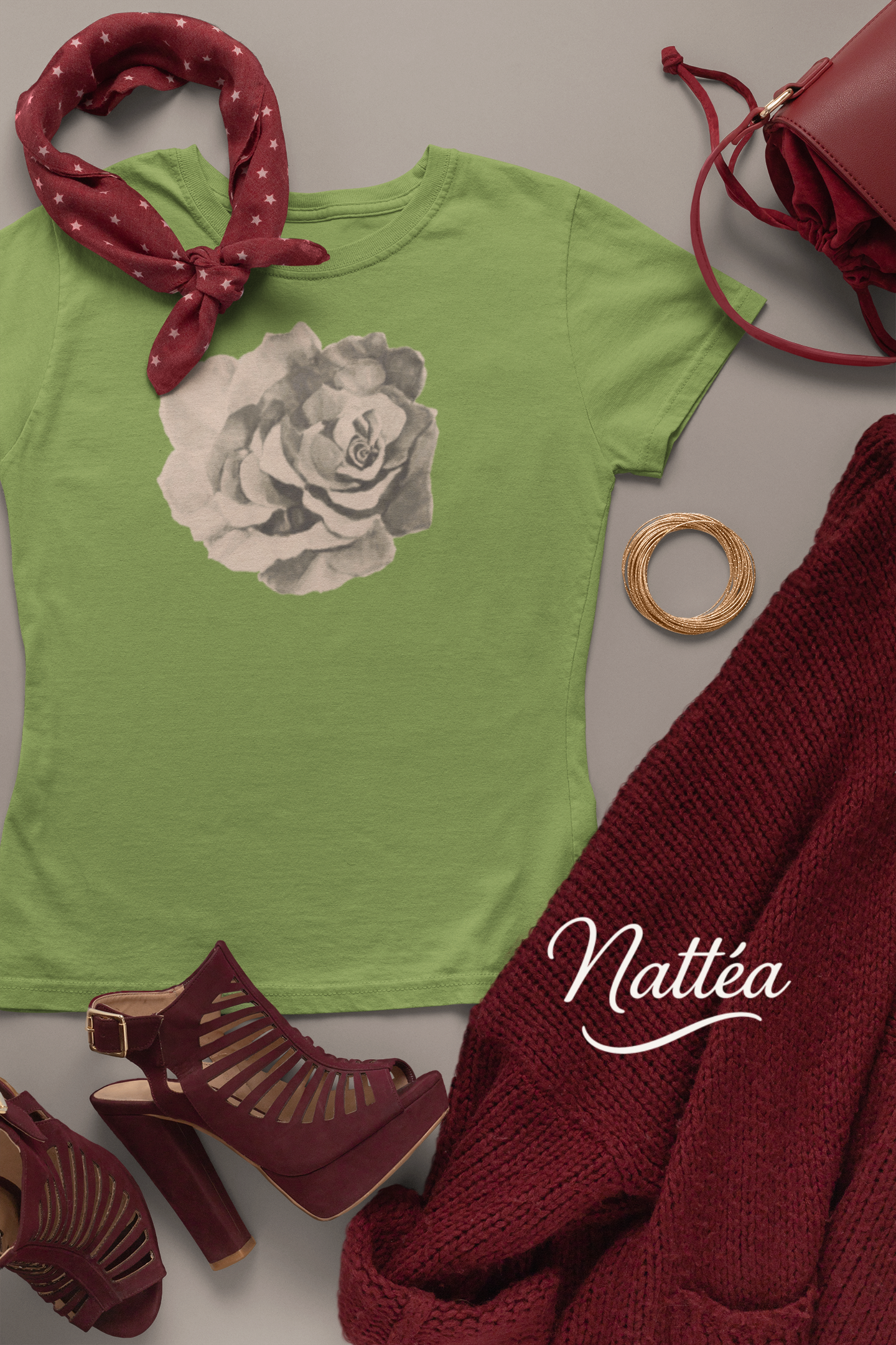 Red Rose T-Shirt – Romantic Floral Art from Original Painting