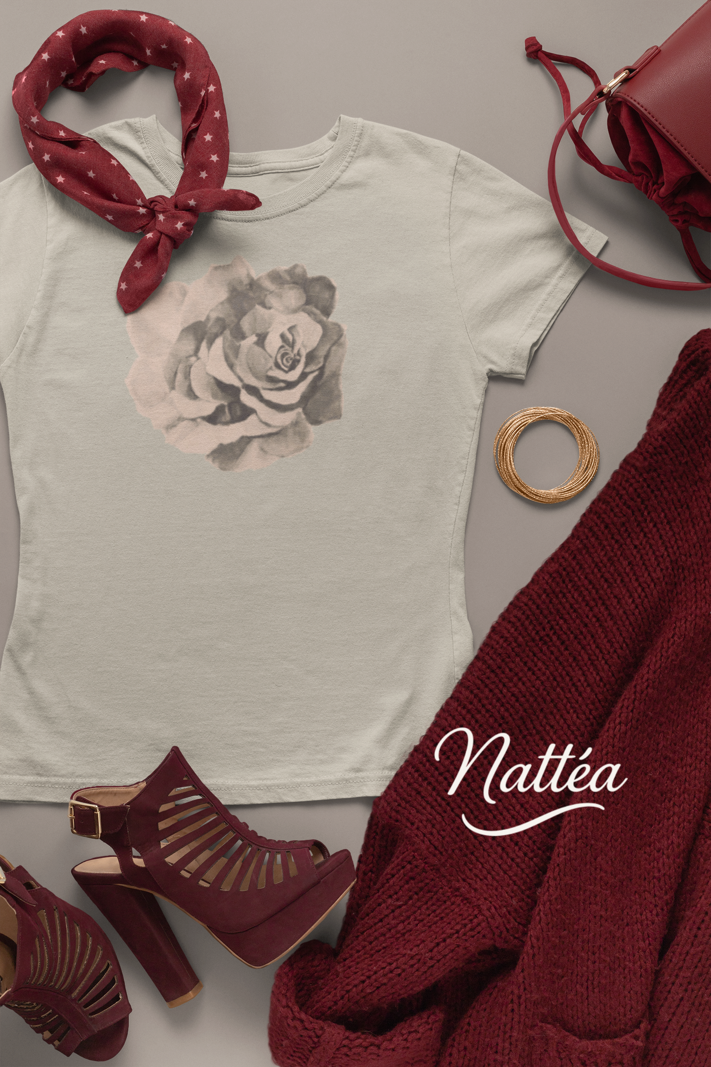 Red Rose T-Shirt – Romantic Floral Art from Original Painting