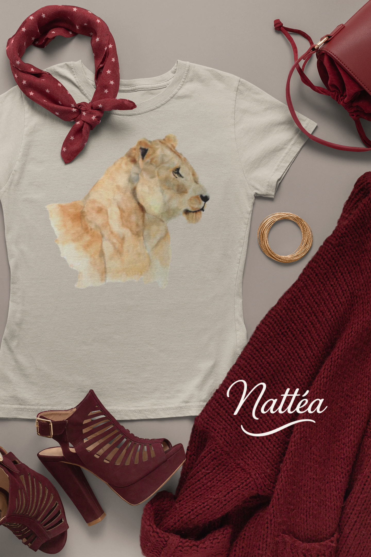 Safari Lioness Art T-Shirt – Nature-Inspired Watercolor Wildlife Design