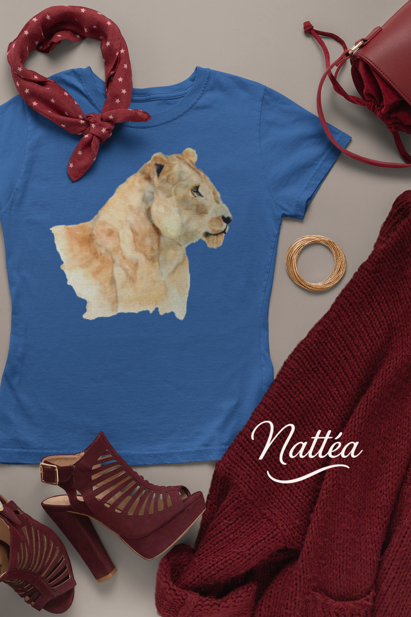 Safari Lioness Art T-Shirt – Nature-Inspired Watercolor Wildlife Design
