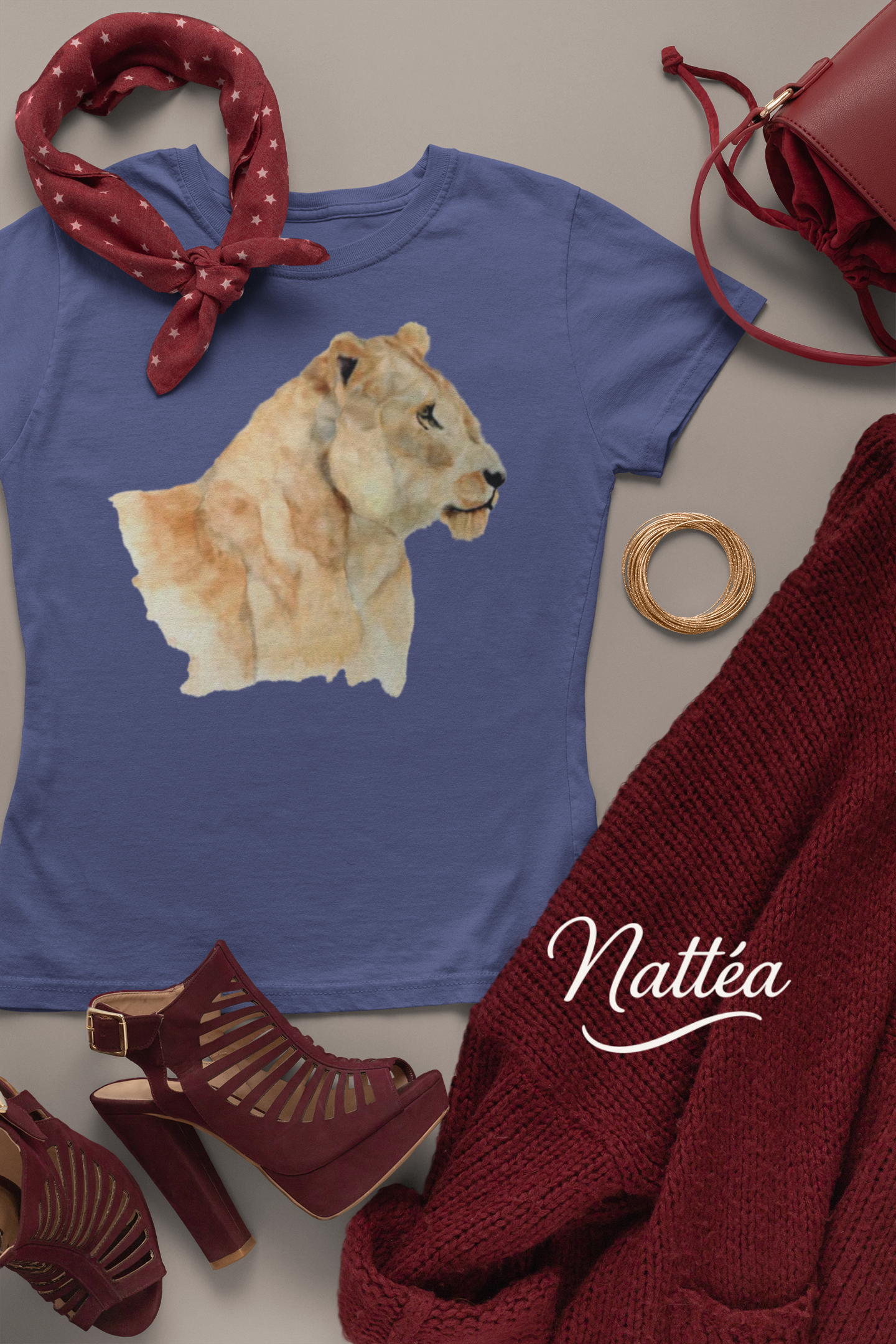 Safari Lioness Art T-Shirt – Nature-Inspired Watercolor Wildlife Design