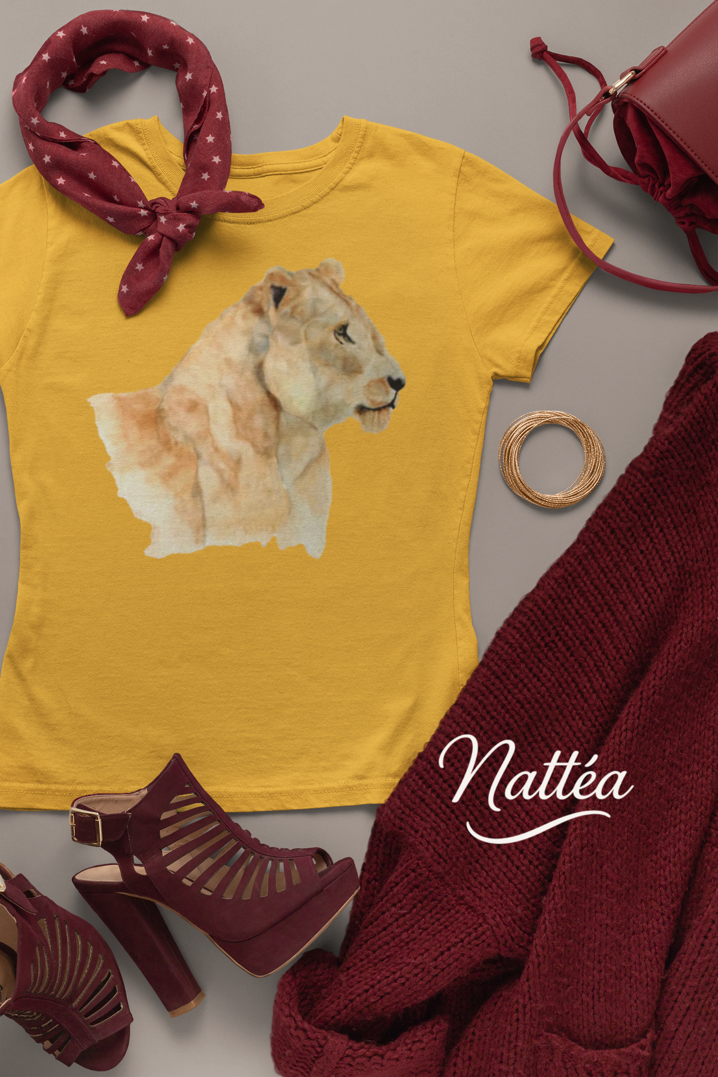 Safari Lioness Art T-Shirt – Nature-Inspired Watercolor Wildlife Design
