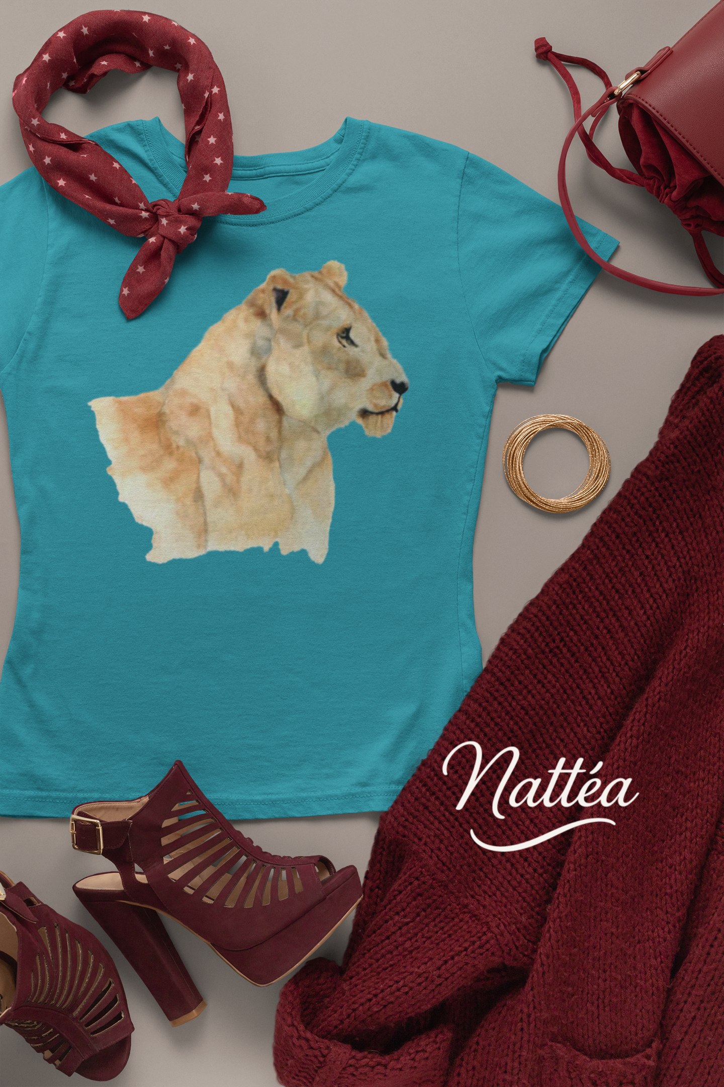 Safari Lioness Art T-Shirt – Nature-Inspired Watercolor Wildlife Design