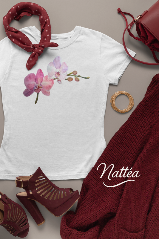 Floral Watercolor T-Shirt – Orchid from Original Painting
