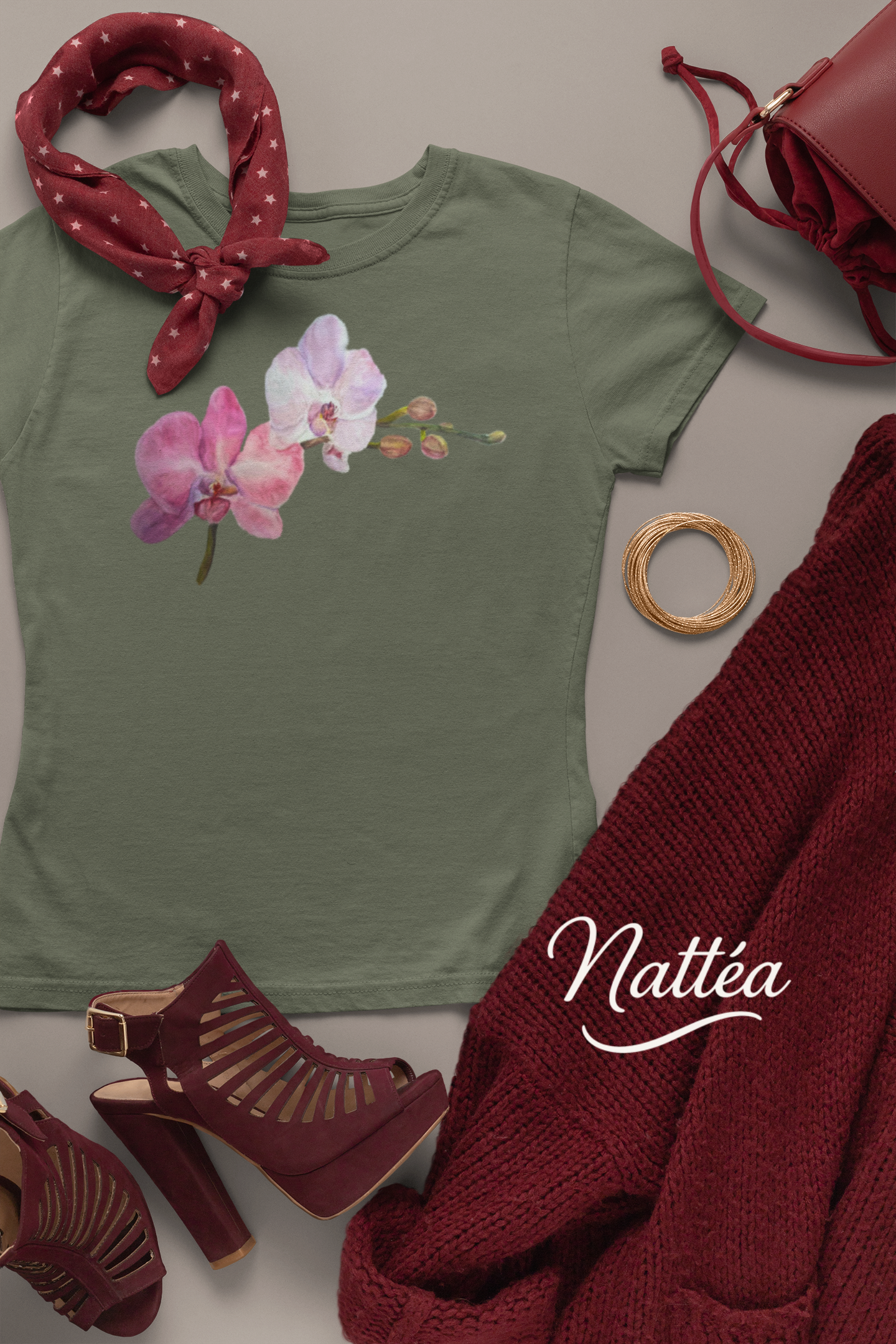 Floral Watercolor T-Shirt – Orchid from Original Painting