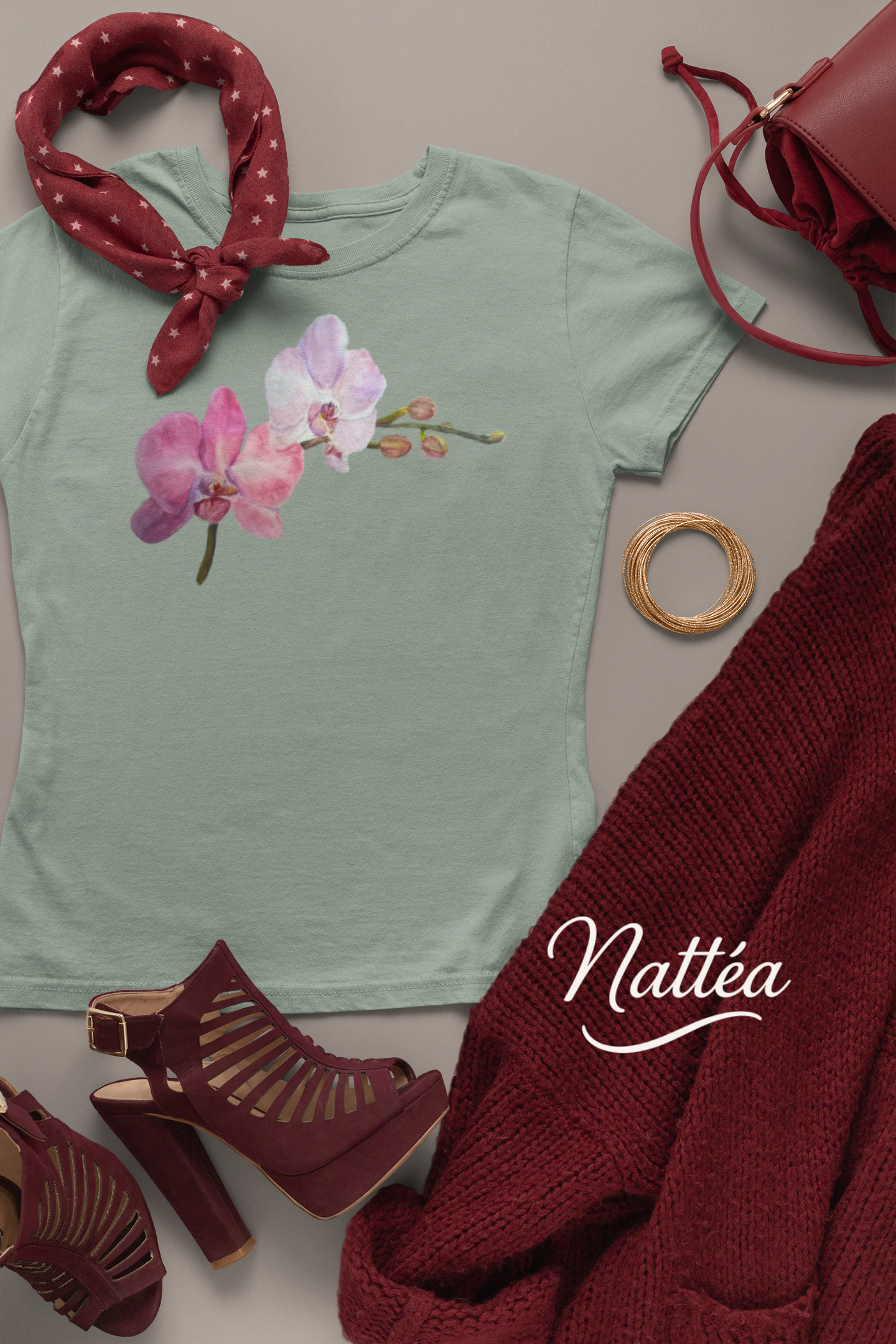 Floral Watercolor T-Shirt – Orchid from Original Painting