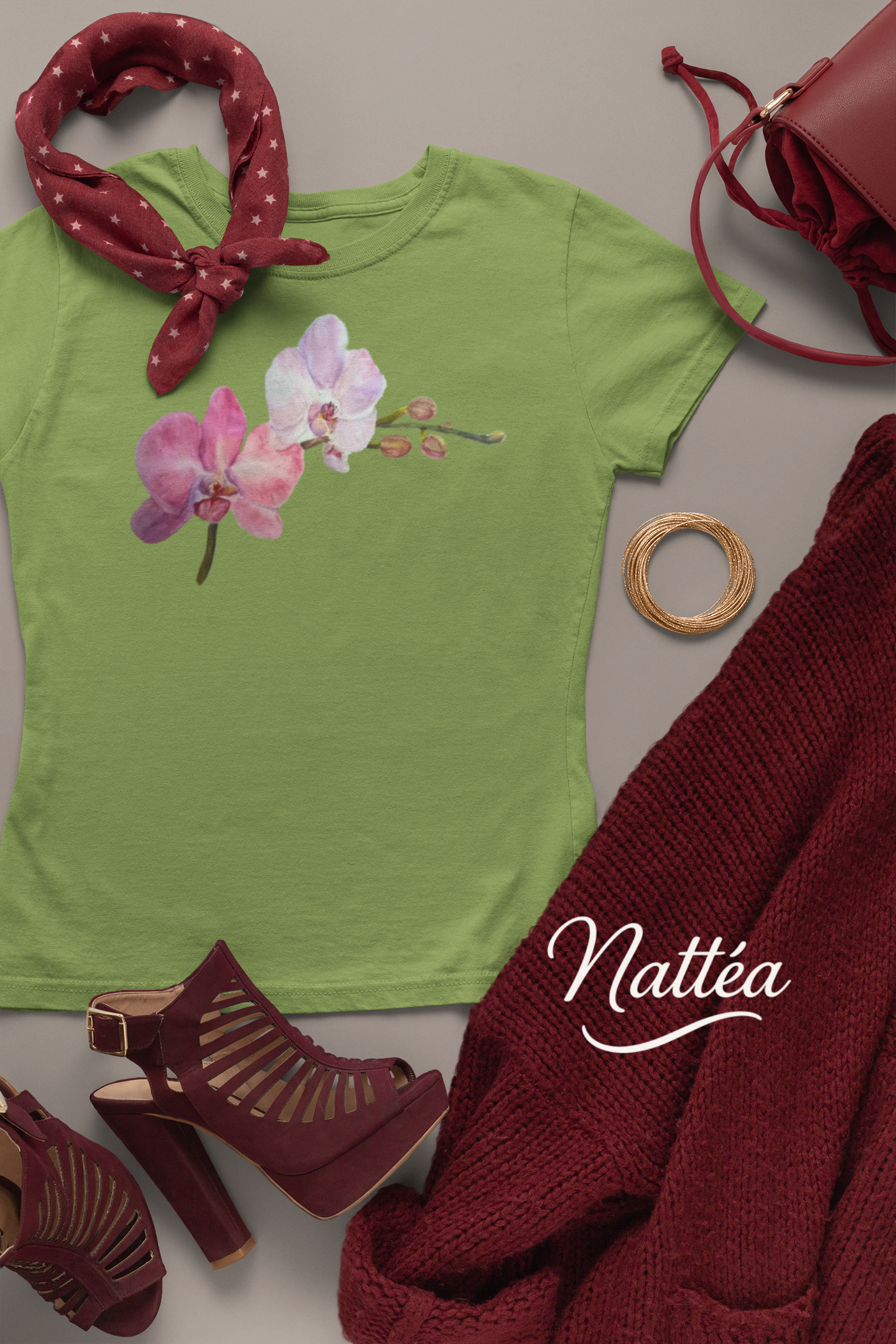 Floral Watercolor T-Shirt – Orchid from Original Painting