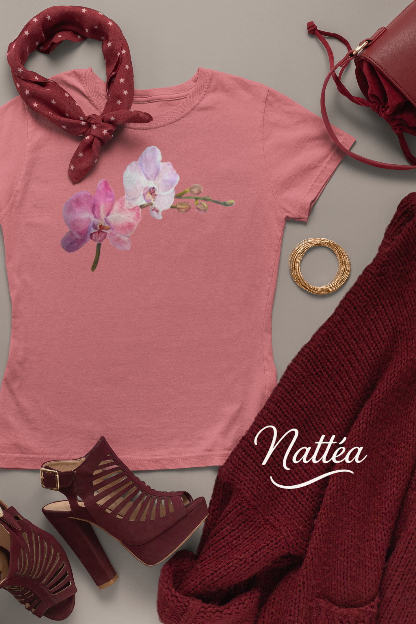Floral Watercolor T-Shirt – Orchid from Original Painting